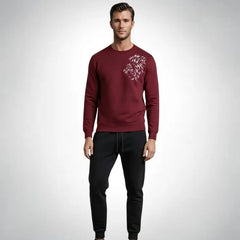 LION Printed Maroon Tracksuit Sweatshirt & Trouser | Warm & Comfortable Winter Wear | XL