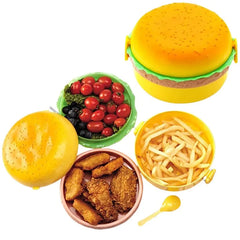 Hamburger Shaped Kids Lunch Box | Portable Multi-Layer Food Container for School & Travel