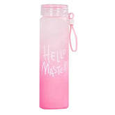 Pink Frosted Glass Water Bottle | Leak-Proof Insulated Bottle with Hello Master Decal Logo | 400ml