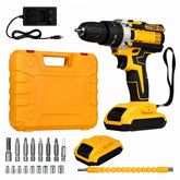 Cordless Drill Machine Kit with 2 Batteries & 26 Accessories | Portable Rechargeable Impact Drill Set