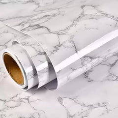 White & Dark Grey | Marble Sheet Sticker 60x200cm | Waterproof Self-Adhesive PVC Wallpaper for Furniture Walls