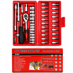 46-Piece Socket Wrench Set | Complete Ratchet Socket & Screwdriver Bit Tool Kit | Chrome Vanadium Steel Repair Tool Set with Storage Case