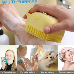 Soft Silicone Bath Brush with Hooks | Baby & Adult Body Scrubber | Random Color | With Box