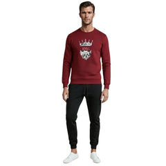 KING Printed Maroon Tracksuit Sweatshirt & Trouser | Warm & Comfortable Winter Wear | Large